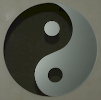 Gezandstraalde Yin Yang op spiegel