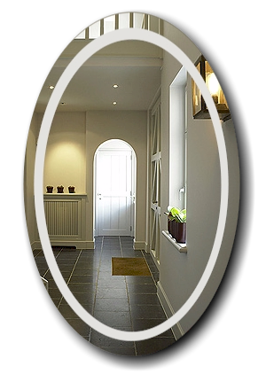 Hall mirror with etched image
