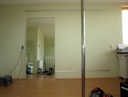 spiegelwand prive fitness Amsterdam opbouw - plaatsing spiegels