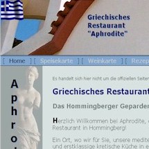Webdesign: Aphrodite Griechisches Restaurant Hommingberg