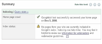 Google webmastertools geeft aan geen paginas opgenomen te hebben van onze domains